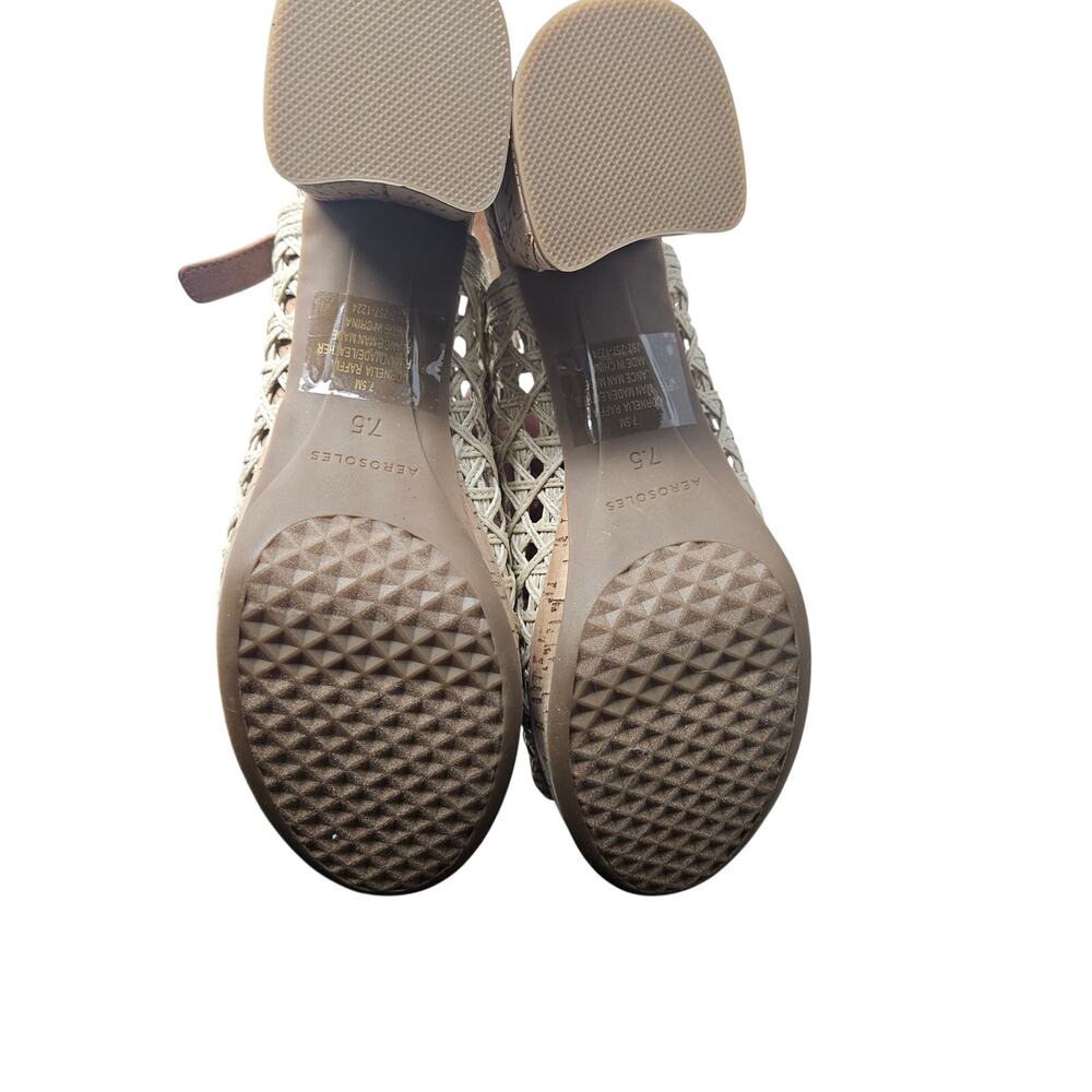AEROSOLES Beige Woven Cork Slingback Heels - Picture 4 of 6